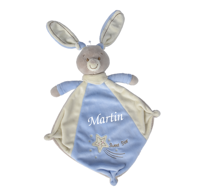  - raphaël lapin - plat bleu beige 35 cm 